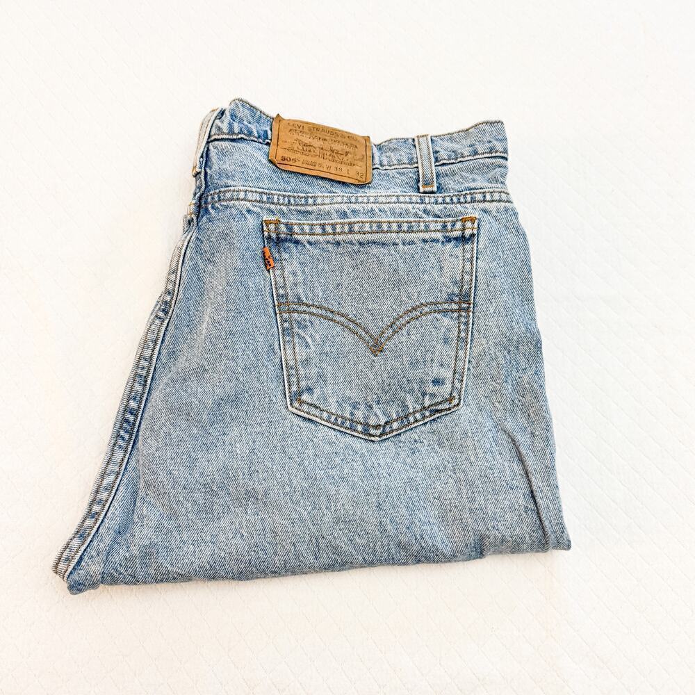 Levi's 505 Orange Tab Straight Leg Men's Denim Jeans Light Wash SZ38x32